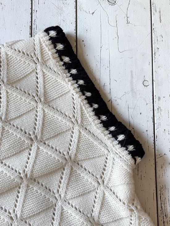 Pinch Cream Sweater Vest Black Trim Textured Knit Size M - Picture 5 of 7